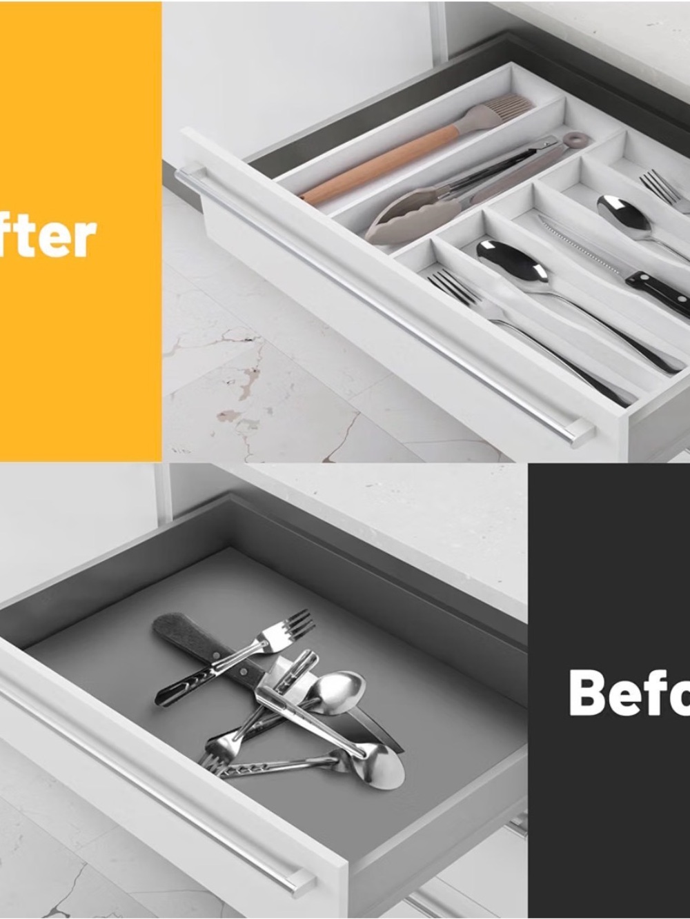 Bamboo Drawer Organizer 7-Slot Silverware Tray | White | New in Box 🤍 - Picture 4 of 9
